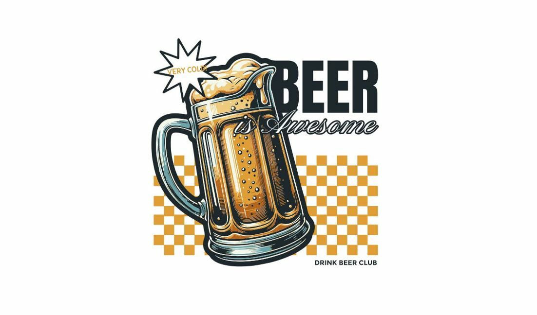 Modelo de design para camiseta Design de caneca de cerveja vintage com slogan divertido