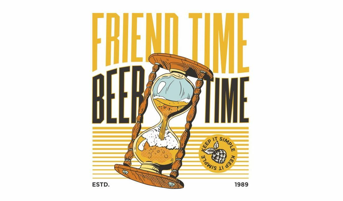 Plantilla de diseño para camiseta Diseño de eslogan divertido sobre la amistad y la hora de la cerveza