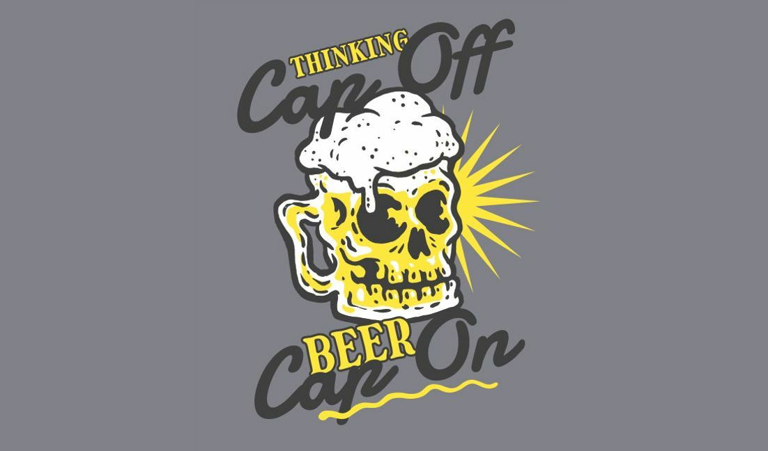 Modelo de design para camiseta Design lúdico de caneca de cerveja com caveira