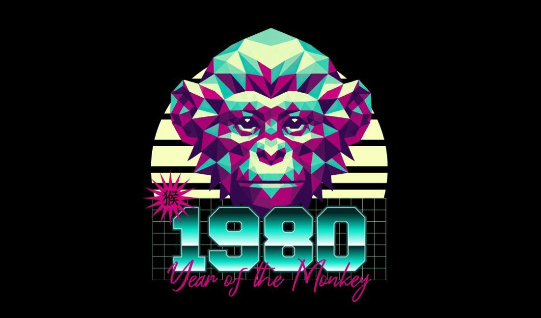 Retro geometric monkey design for the year of the monkey t-shirt design template