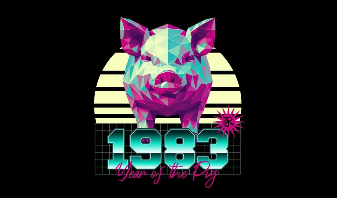 Retro geometric pig design for the year of the pig t-shirt design template