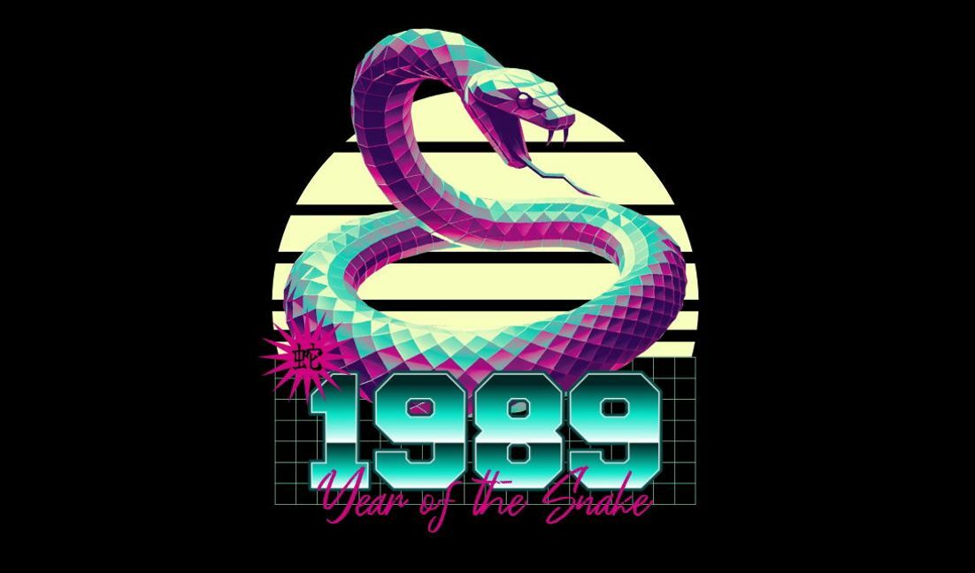 Modelo de design para camiseta Modelo de design para camiseta vaporwave do ano da cobra