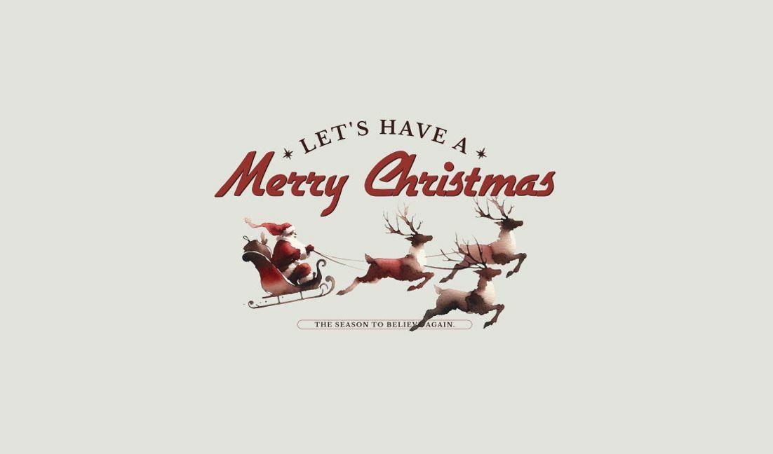Modelo de design para camiseta Design festivo de trenó de Papai Noel com mensagem de feliz Natal