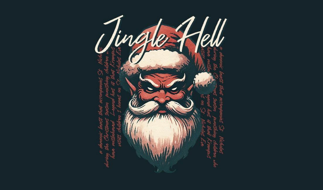 Modelo de design para camiseta Design exclusivo de jingle infernal de Natal