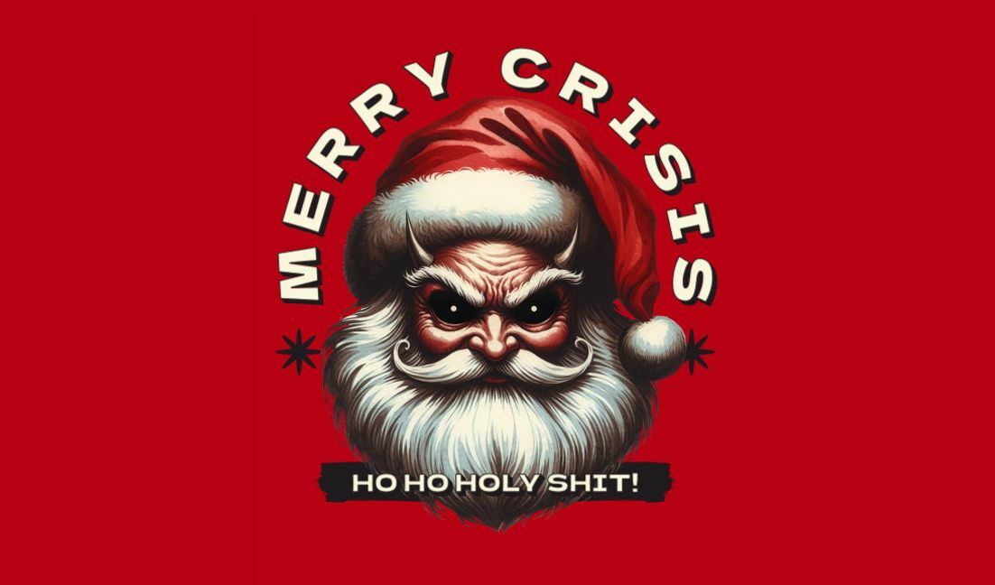 Plantilla de diseño para camiseta Diseño humorístico de Papá Noel navideño