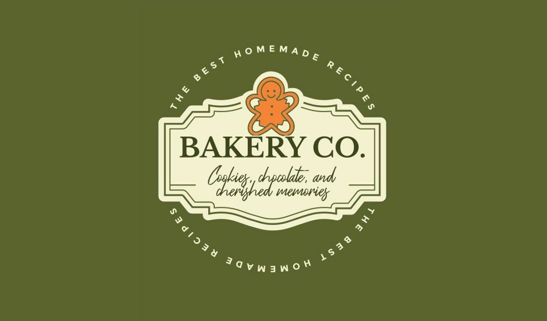 Vintage-Bäckerei-Logo mit Lebkuchenmann T-Shirt-Designvorlage