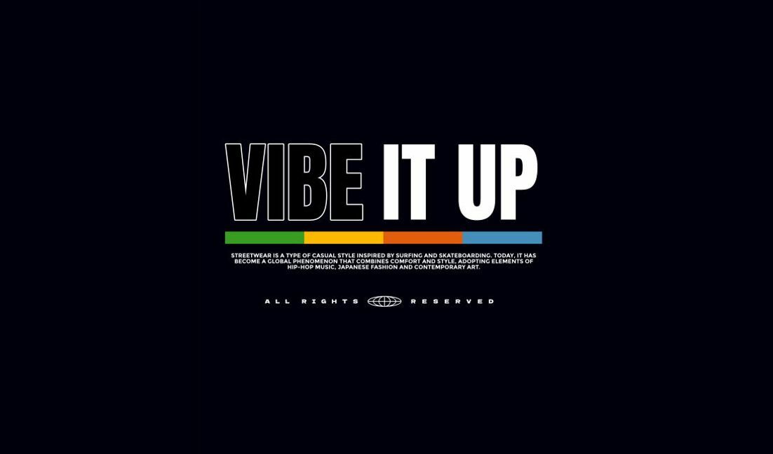 Stylish streetwear graphic design with vibe quote t-shirt design template