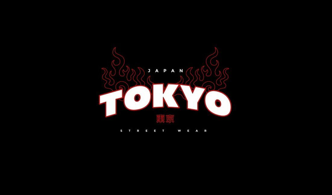 Modelo de design para camiseta Design de streetwear urbano de Tóquio com chamas