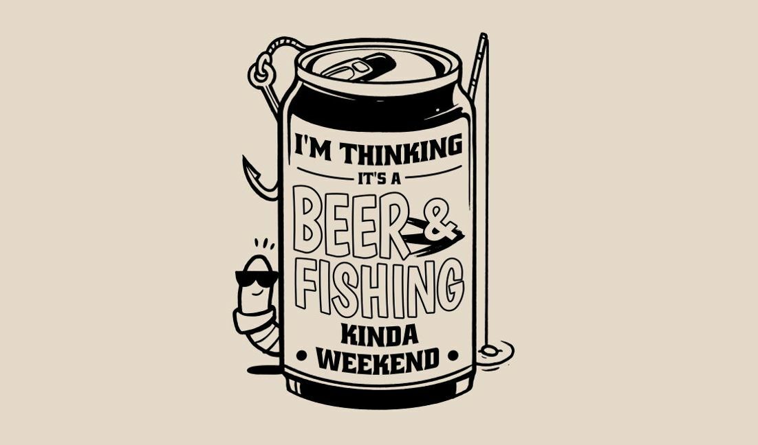 Modelo de design para camiseta Citação divertida sobre fim de semana de pesca e cerveja