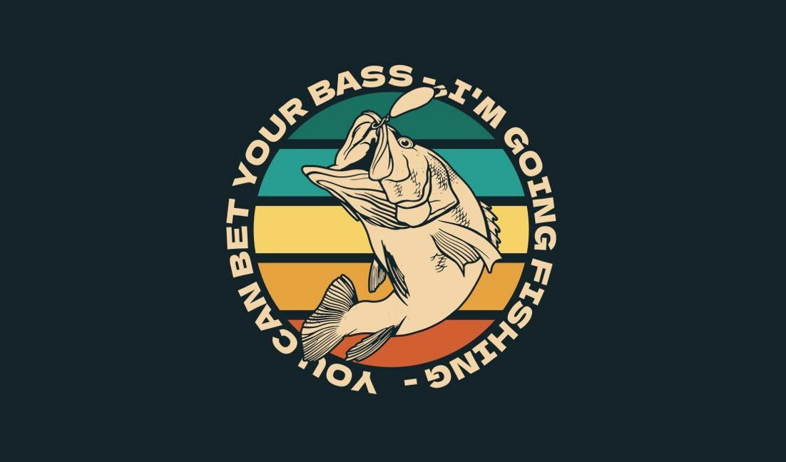 Playful fishing quote design featuring a bass t-shirt design template