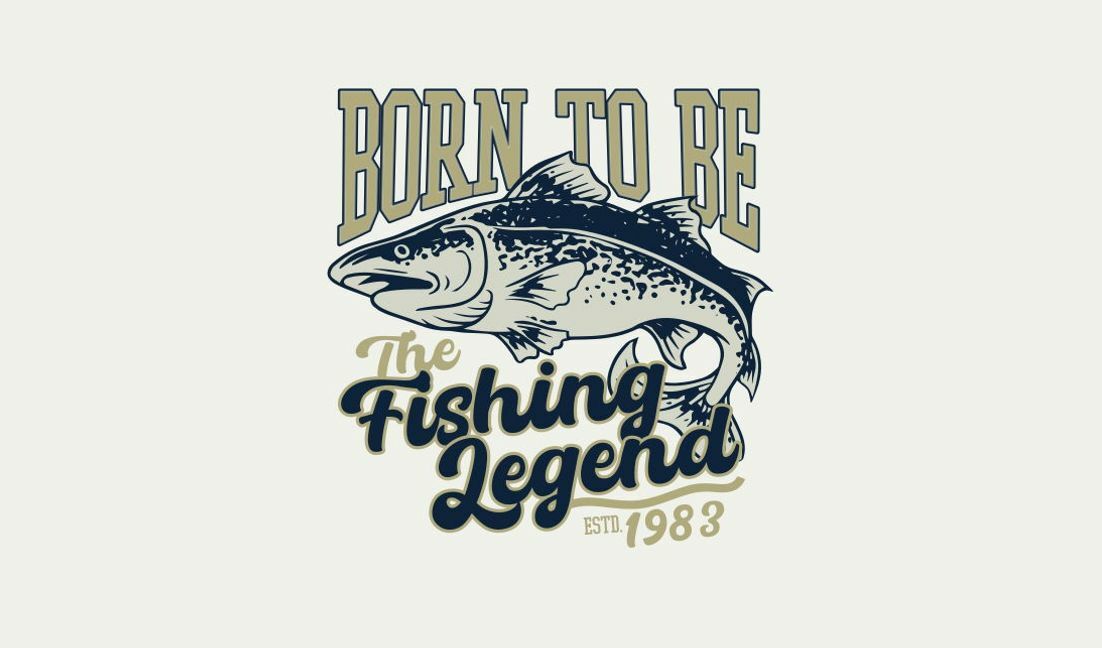 Vintage fishing legend graphic design t-shirt design template