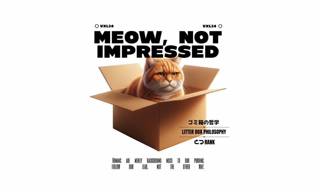 Plantilla de diseño para camiseta Diseño humorístico de cita sobre gatos con un toque filosófico.