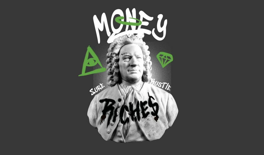 Plantilla de diseño para camiseta Diseño artístico vanguardista sobre el ajetreo del dinero