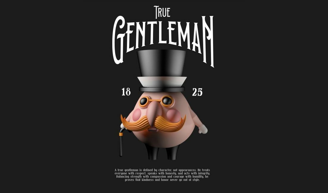 Verspieltes Gentleman-Charakterdesign mit inspirierendem Zitat T-Shirt-Designvorlage