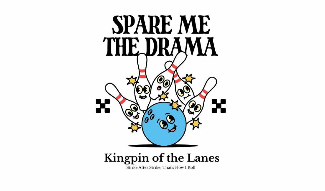 Verspieltes Bowling-Zitat-Design T-Shirt-Designvorlage