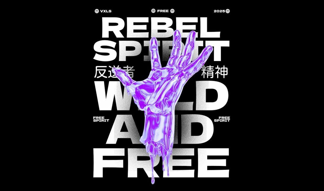 Edgy hand illustration with bold typography t-shirt design template