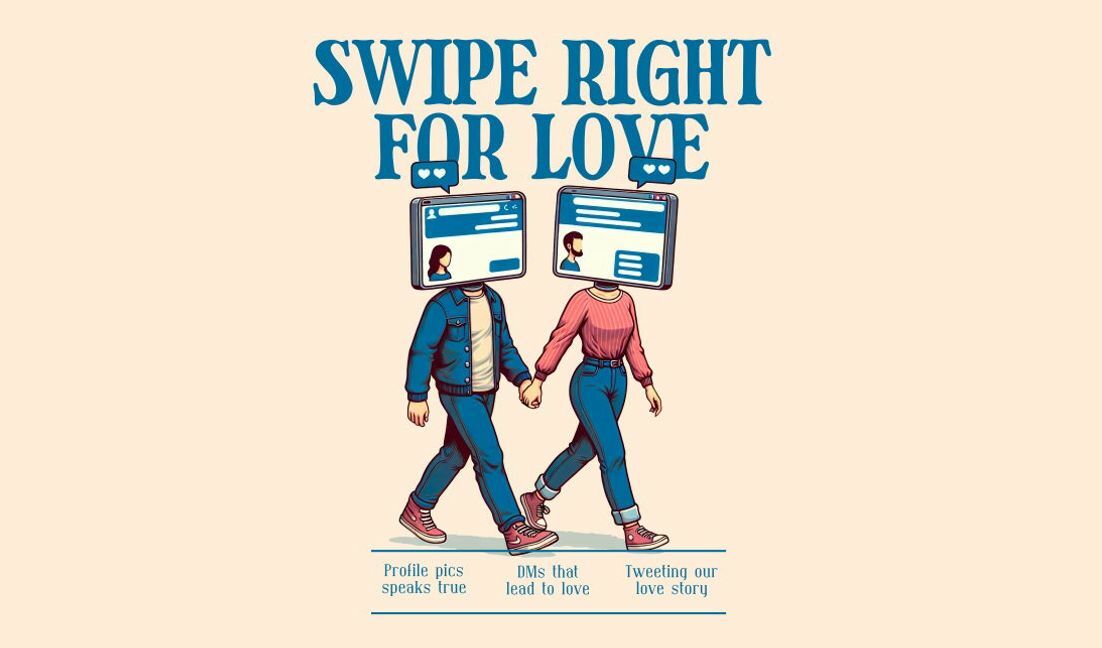 Playful dating theme design t-shirt design template