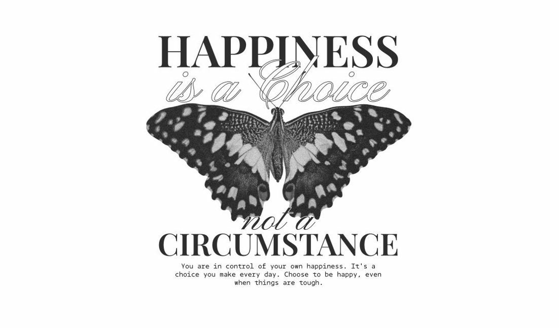 Inspirierendes Schmetterlingszitat über Glück T-Shirt-Designvorlage