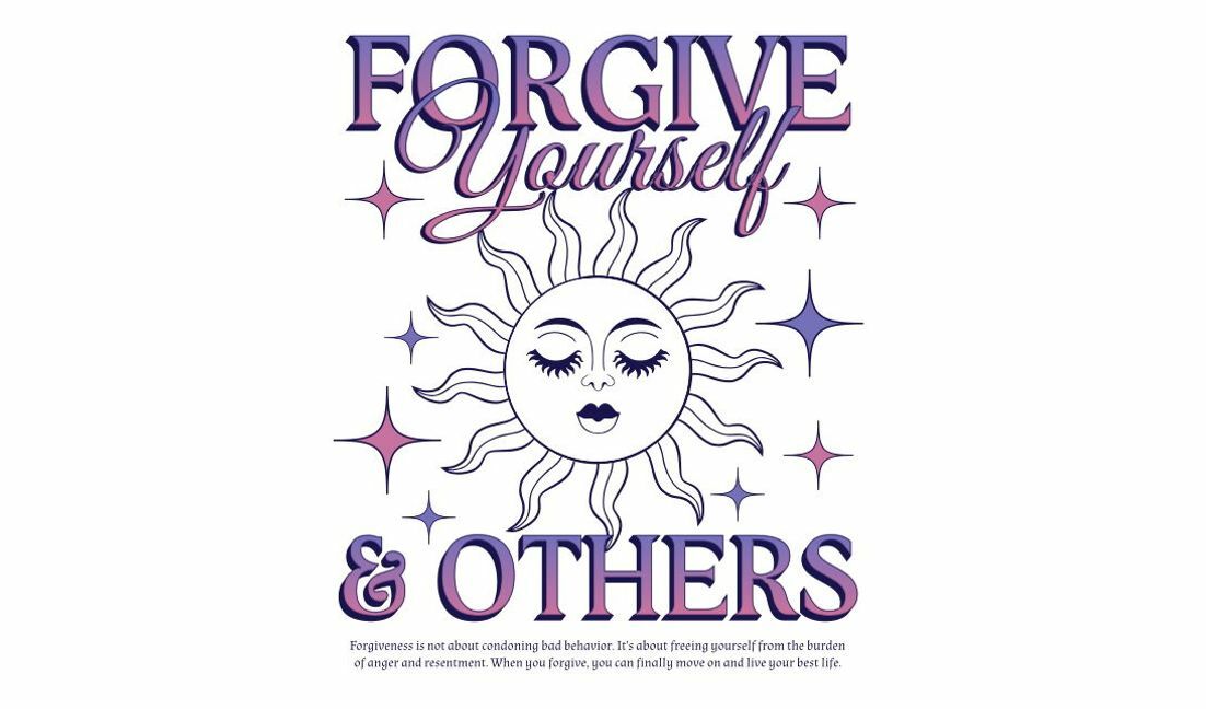 Inspirierende Sonnengrafik mit Vergebungszitat T-Shirt-Designvorlage