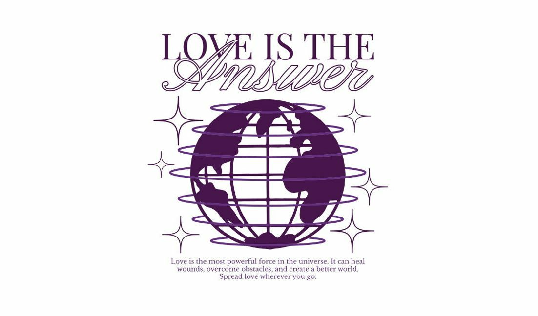 Modelo de design para camiseta Citação de amor inspiradora com design de globo