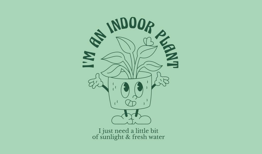 Plantilla de diseño para camiseta Diseño de personaje de planta de interior lúdico