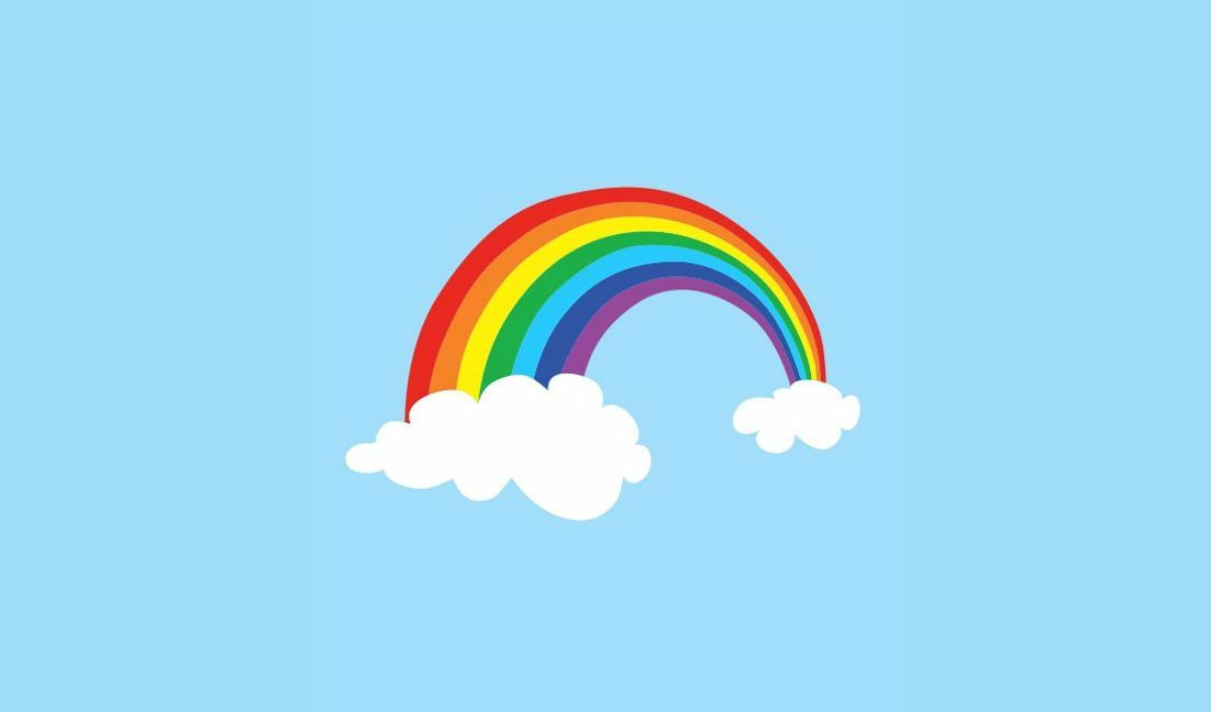 Playful rainbow design with clouds t-shirt design template