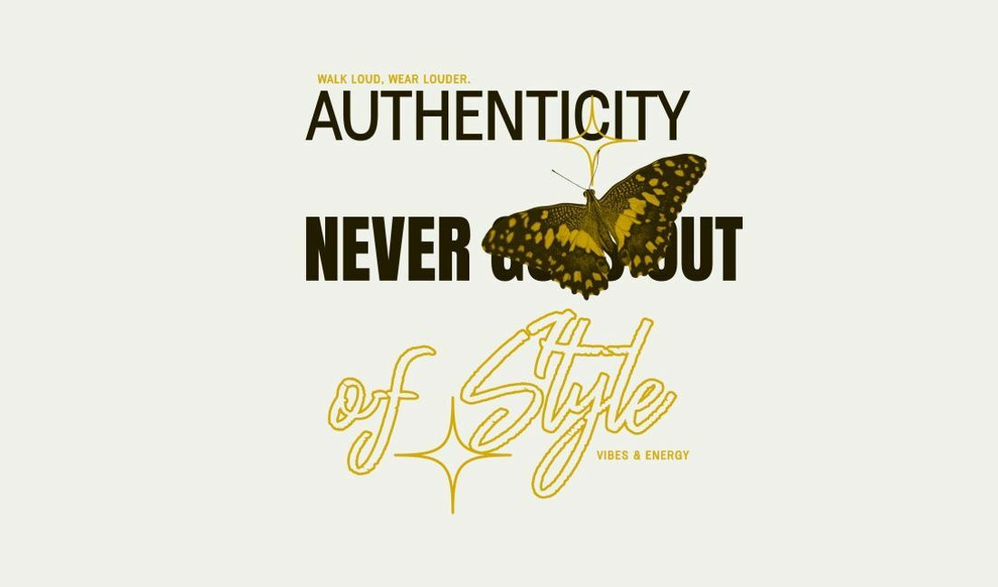 Inspirational butterfly design with quotes on authenticity and style t-shirt design template