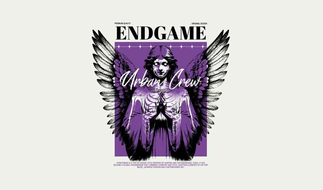 Urban crew angel graphic design t-shirt design template