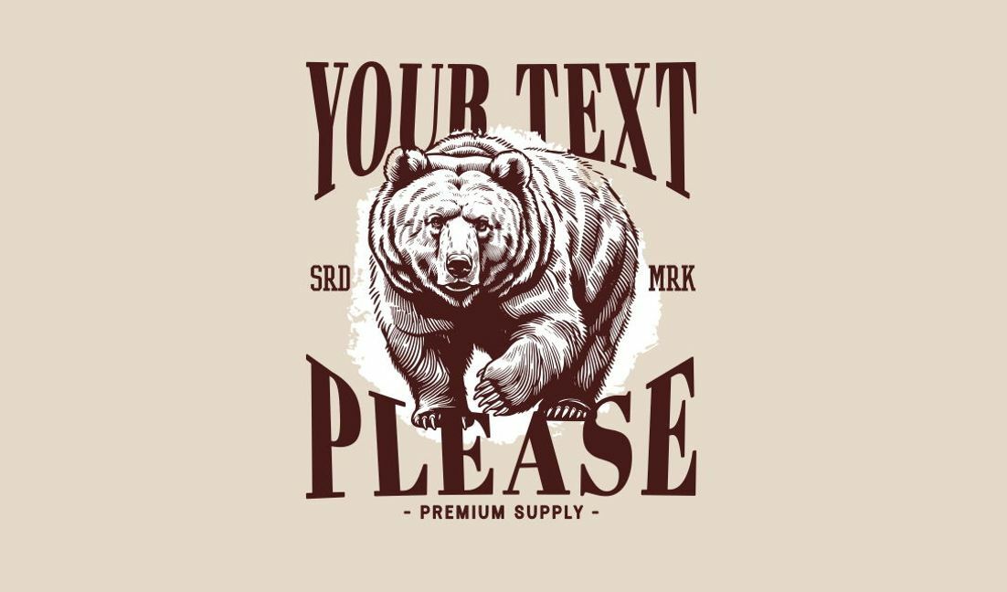 Plantilla de diseño para camiseta Ilustración de oso con texto personalizable