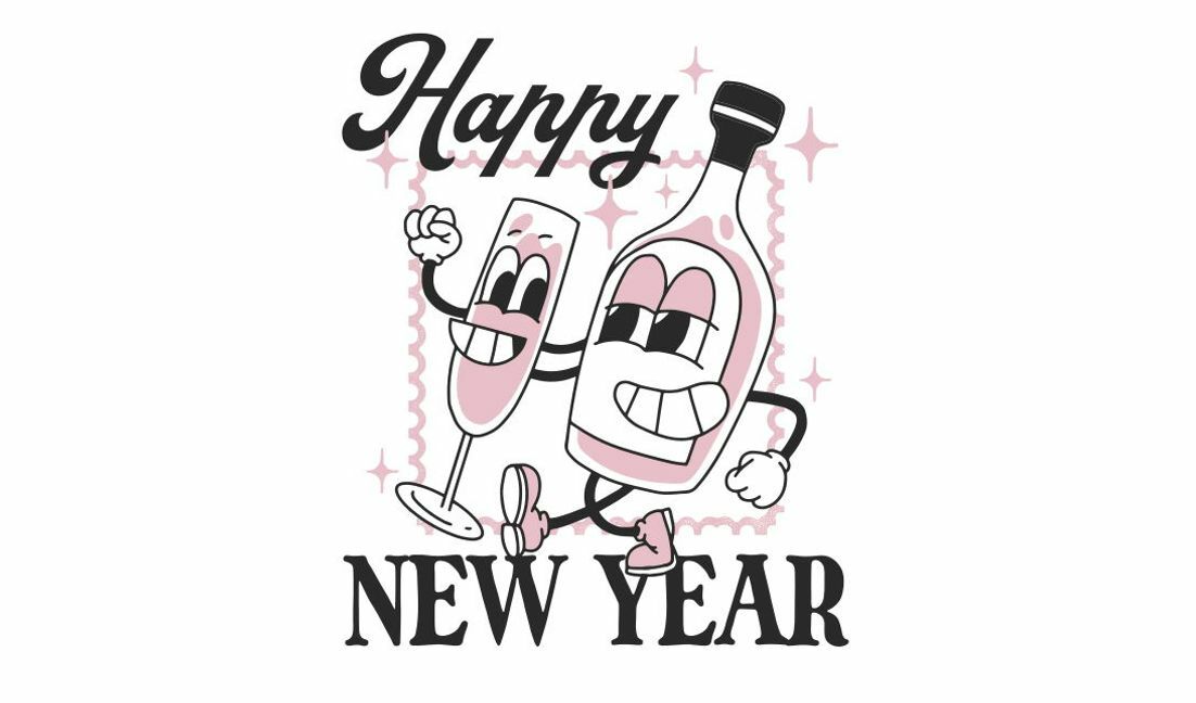 Verspieltes Design zur Neujahrsfeier T-Shirt-Designvorlage