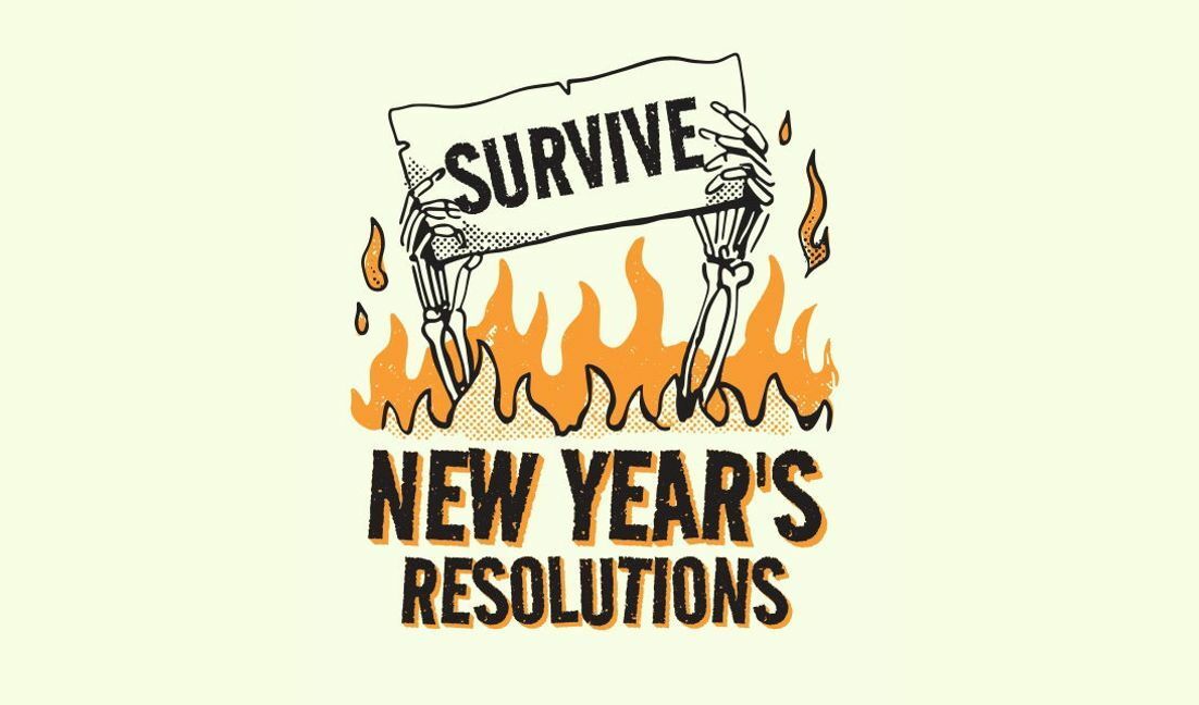 Mutiges Überlebensdesign für Neujahrsvorsätze T-Shirt-Designvorlage