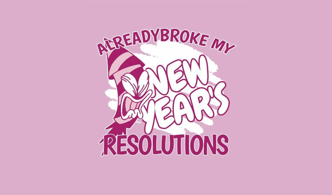 Plantilla de diseño para camiseta Diseño de cita humorística para propósitos de Año Nuevo