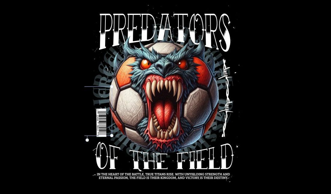 Modelo de design para camiseta Design gráfico de futebol de predador feroz