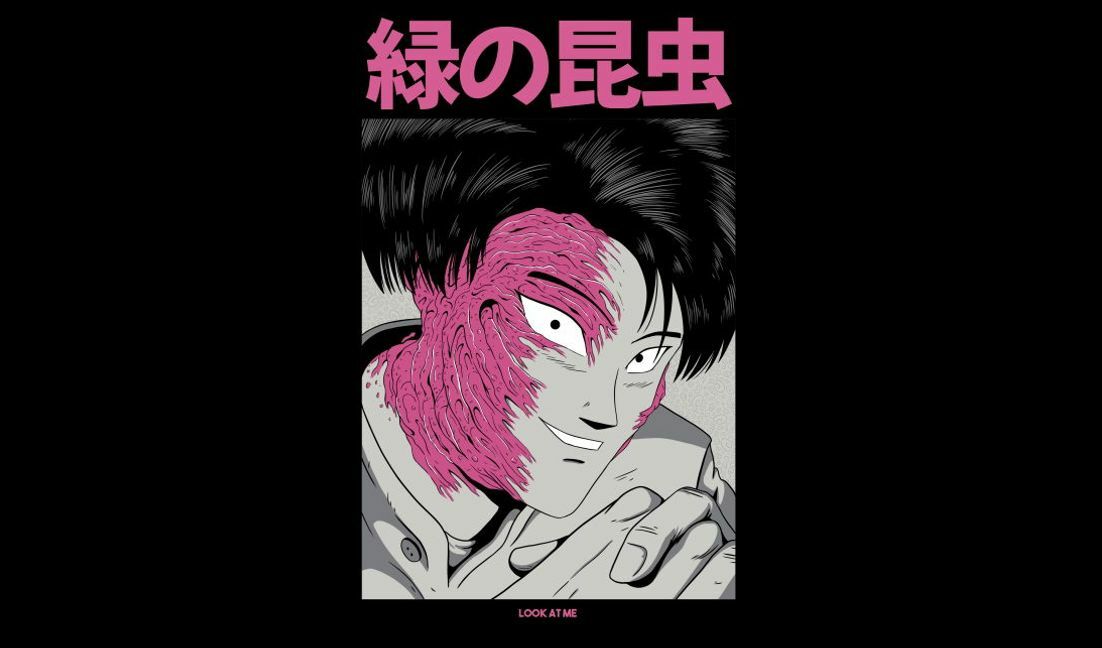 Plantilla de diseño para camiseta Diseño de personaje animado único con expresión vívida.