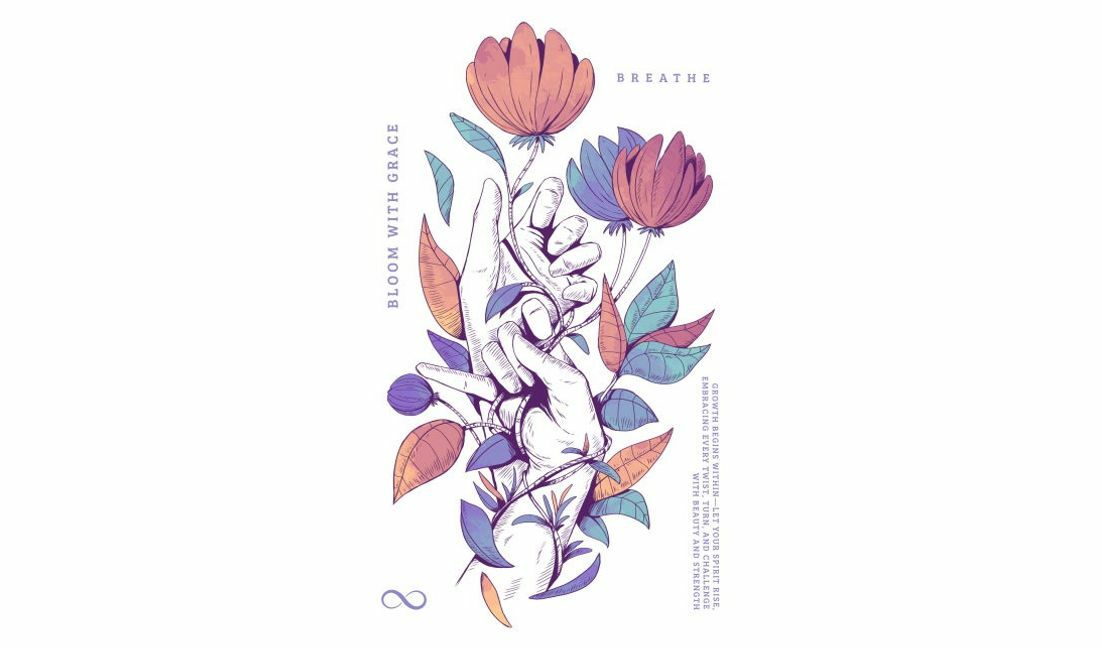 Plantilla de diseño para camiseta Ilustración floral inspiradora de mano