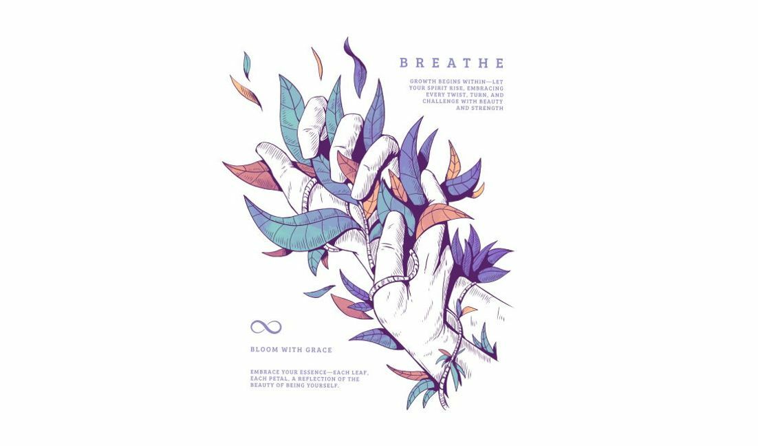 Inspirational hand and leaf illustration t-shirt design template