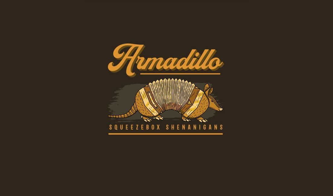 Playful armadillo squeezebox design t-shirt design template