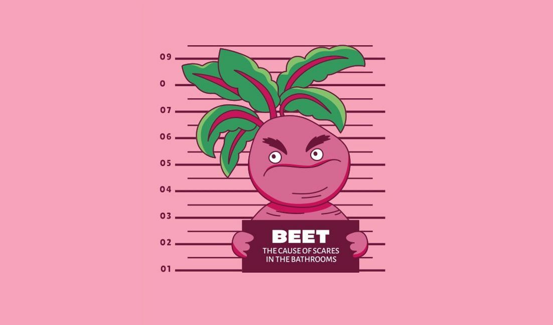 Playful beet character mugshot design t-shirt design template