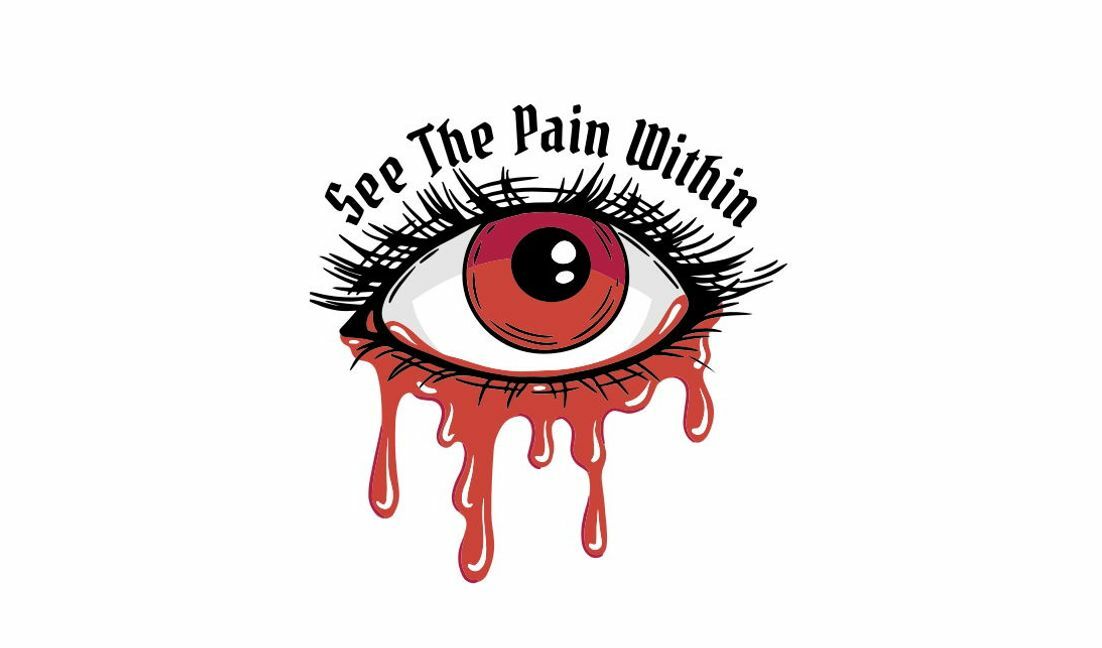 Emotional eye graphic with the quote 'see the pain within' t-shirt design template