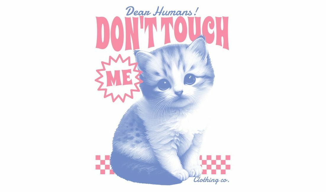 Plantilla de diseño para camiseta Diseño de camiseta con gráfico de gato juguetón y actitud.