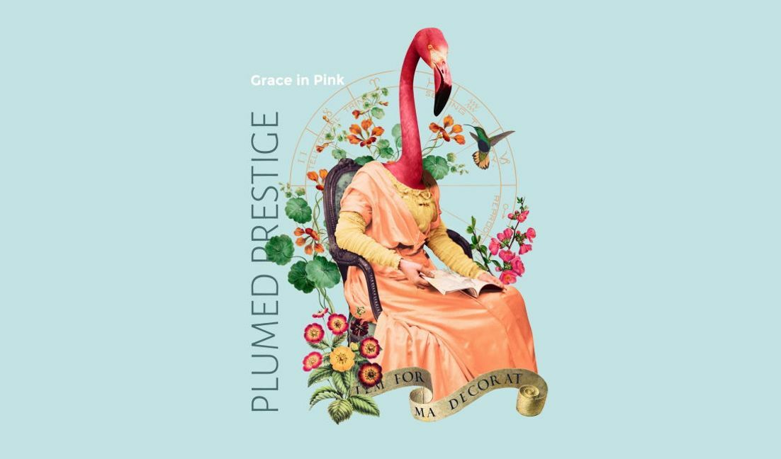 Whimsical flamingo art print t-shirt design template