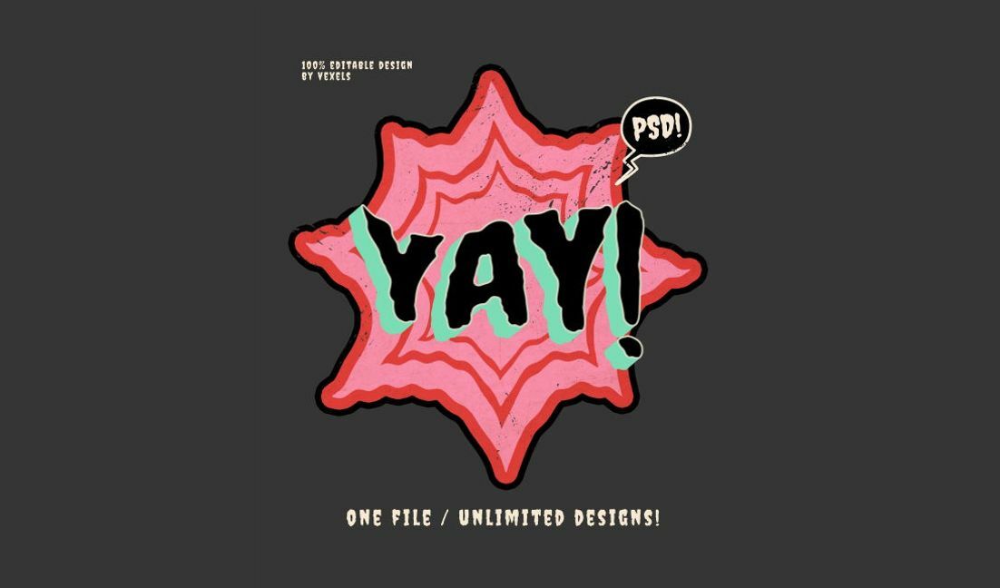 Fun celebratory yay graphic design t-shirt design template