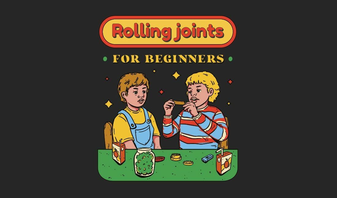 Playful rolling joints tutorial design t-shirt design template