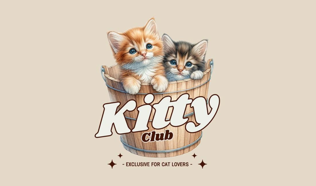 Plantilla de diseño para camiseta Lindo diseño de club de gatitos para los amantes de los gatos.