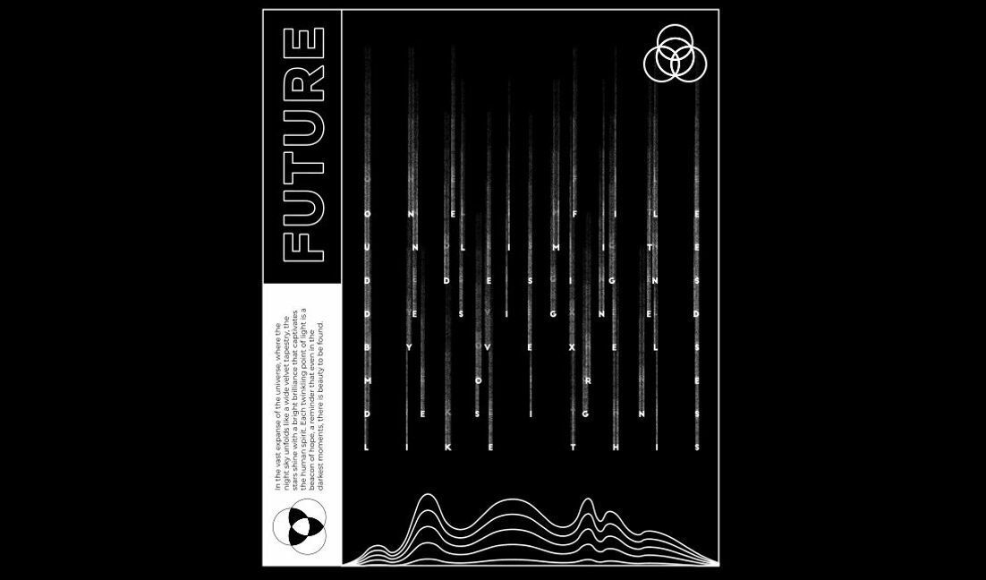 Plantilla de diseño para camiseta Concepto de diseño futurista con diseño de texto único.