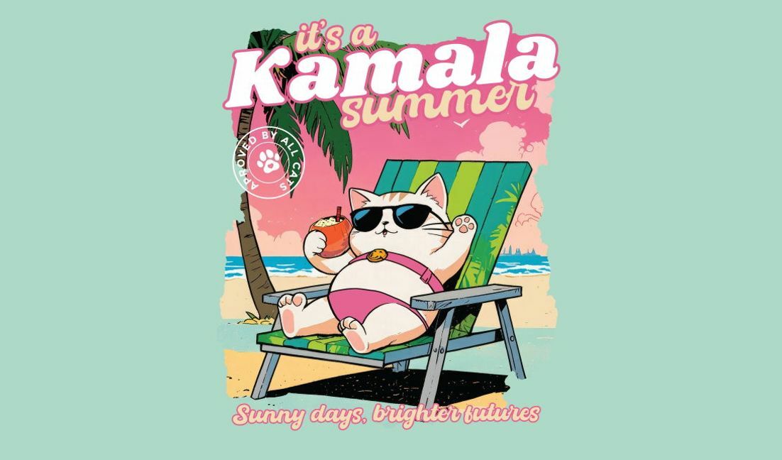 Playful summer cat design with a fun slogan t-shirt design template