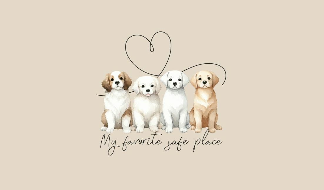 Modelo de design para camiseta Ilustração fofa de cachorrinho com coração e citação
