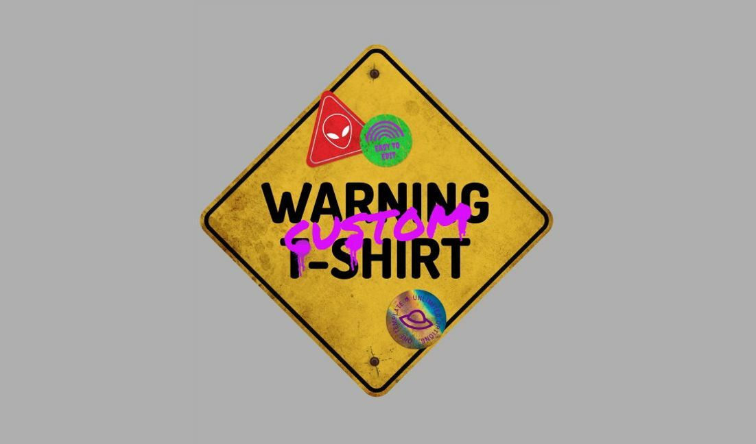 Playful warning sign t-shirt design with customizable elements t-shirt design template