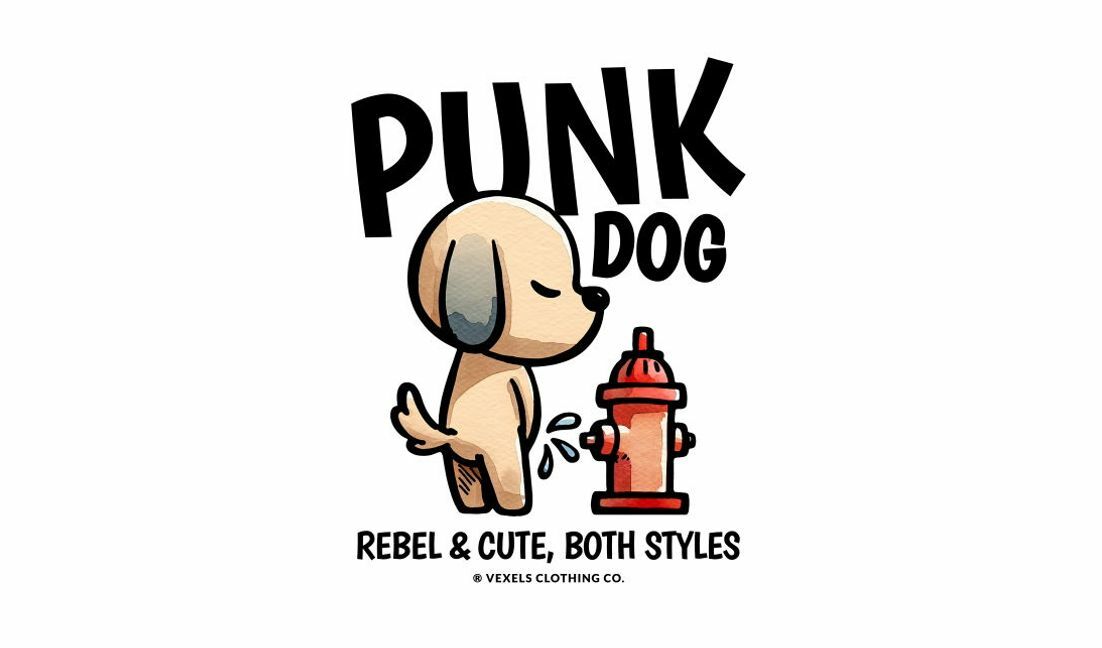 Playful punk dog illustration t-shirt design template