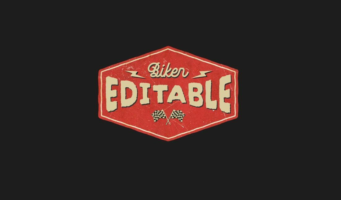 Vintage-Biker-Abzeichen mit bearbeitbarem Text T-Shirt-Designvorlage